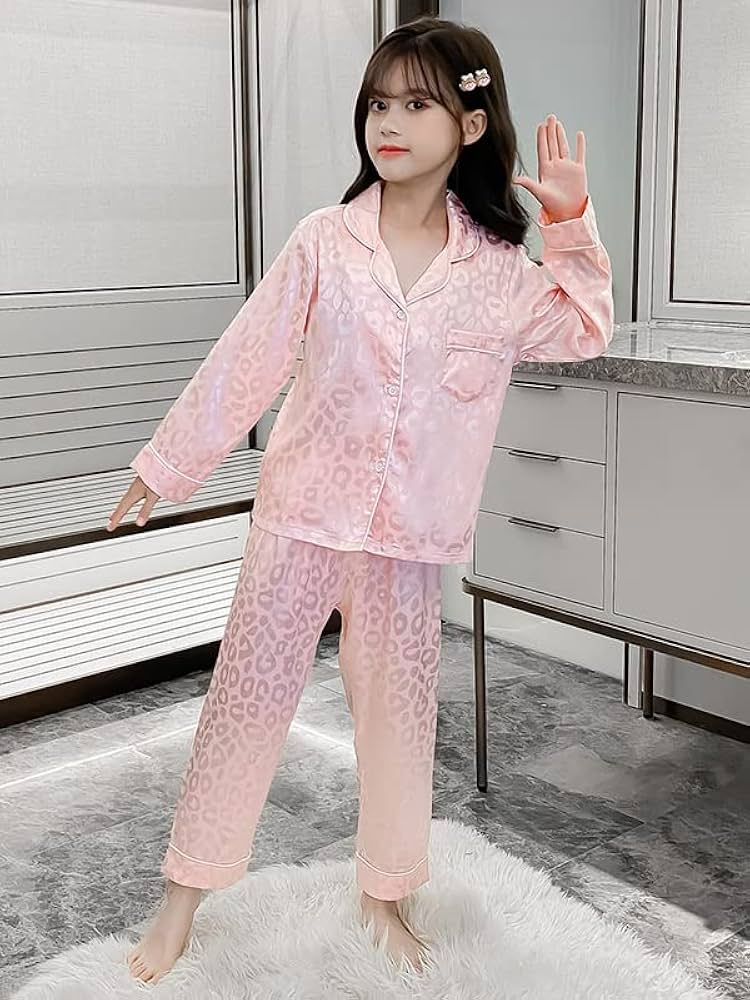パジャマ18 Amazon.co.jp: 女の子パジャマアイスシルク長袖春秋中大童部屋用